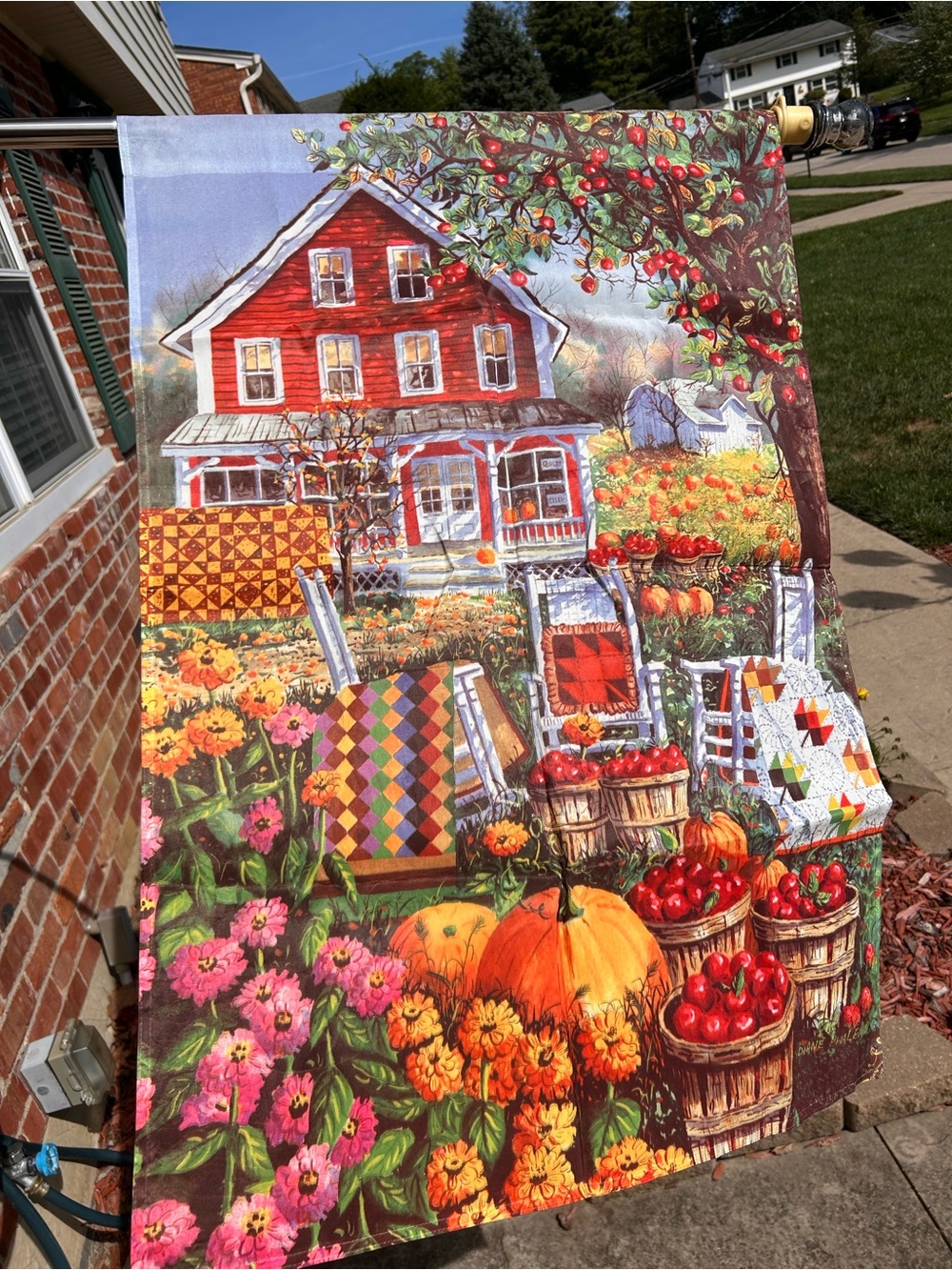 Autumn Harvest Farmhouse Wall Art Peinted Flag